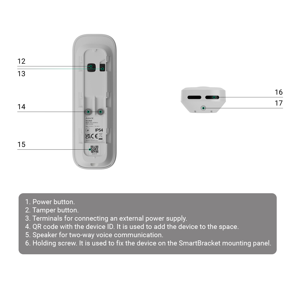 Ajax Doorbell 4 MP con IA integrada AJ-DOORBELL-4-GRE gris