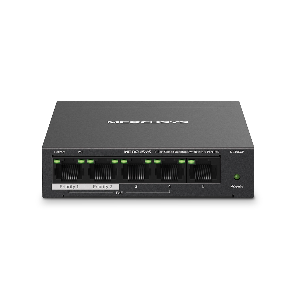 TP-Link Switch Gigabit de 5 puertos Mercusys con 4 puertos PoE+ MS105GP