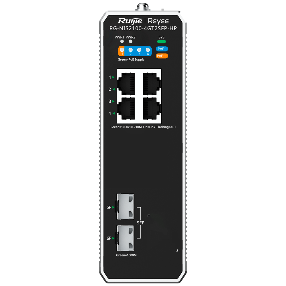 Reyee Ruijie Cloud Managed Industrial L2 Switch RG-NIS2100-4GT2SFP-HP