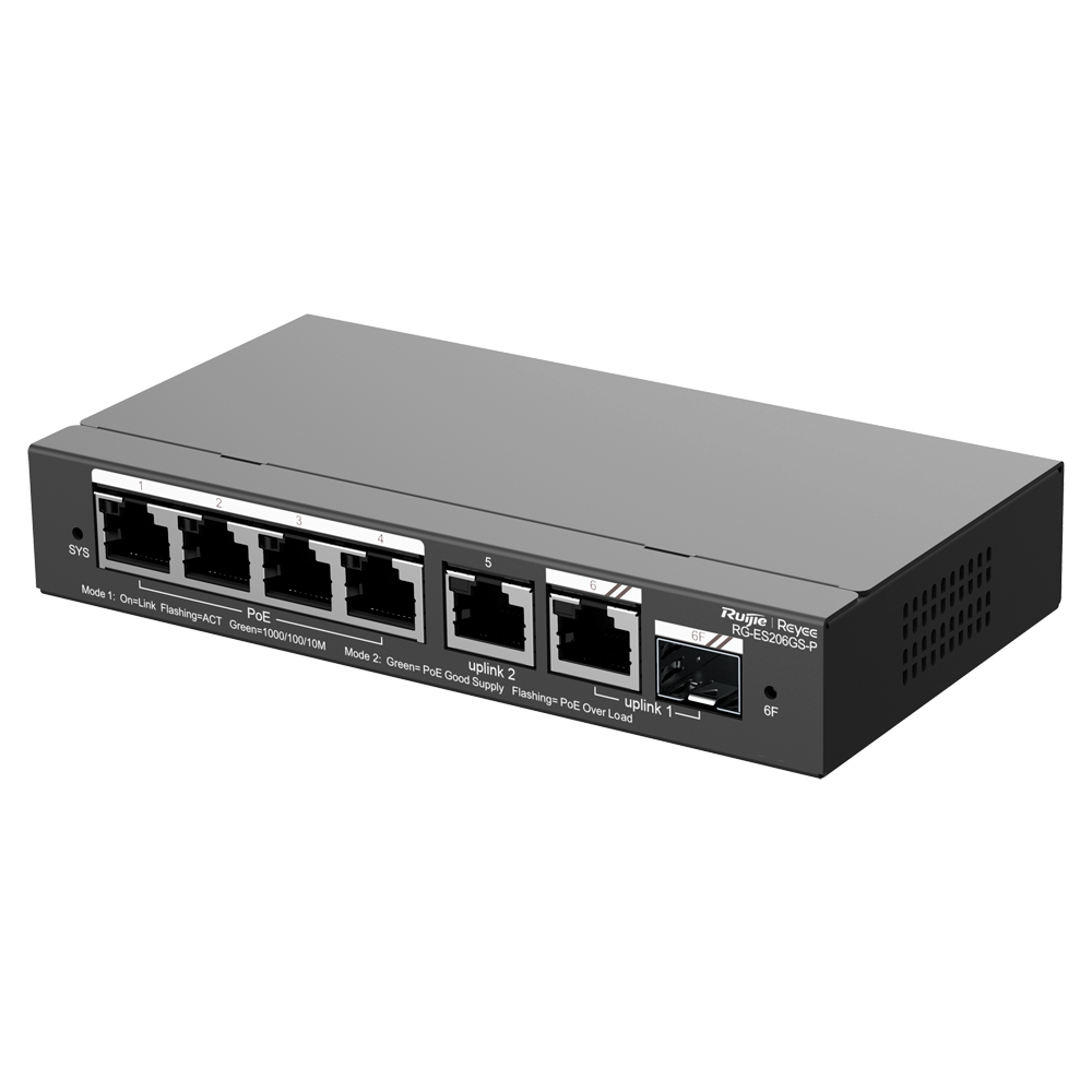 Reyee Ruijie Cloud Managed L2 PoE Switch RG-ES206GS-P