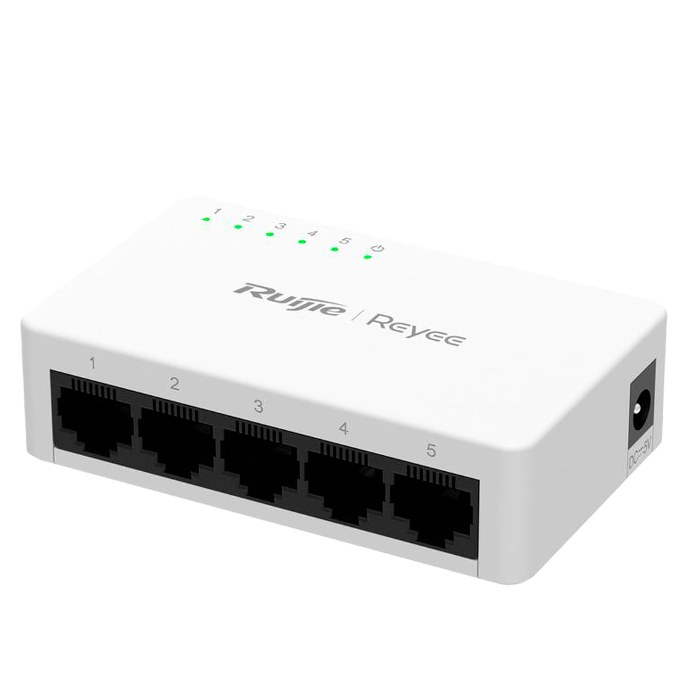 Switch de Sobremesa 5 Puertos RJ45 10/100/1000 Mbps Carcasa Plástico - Reyee