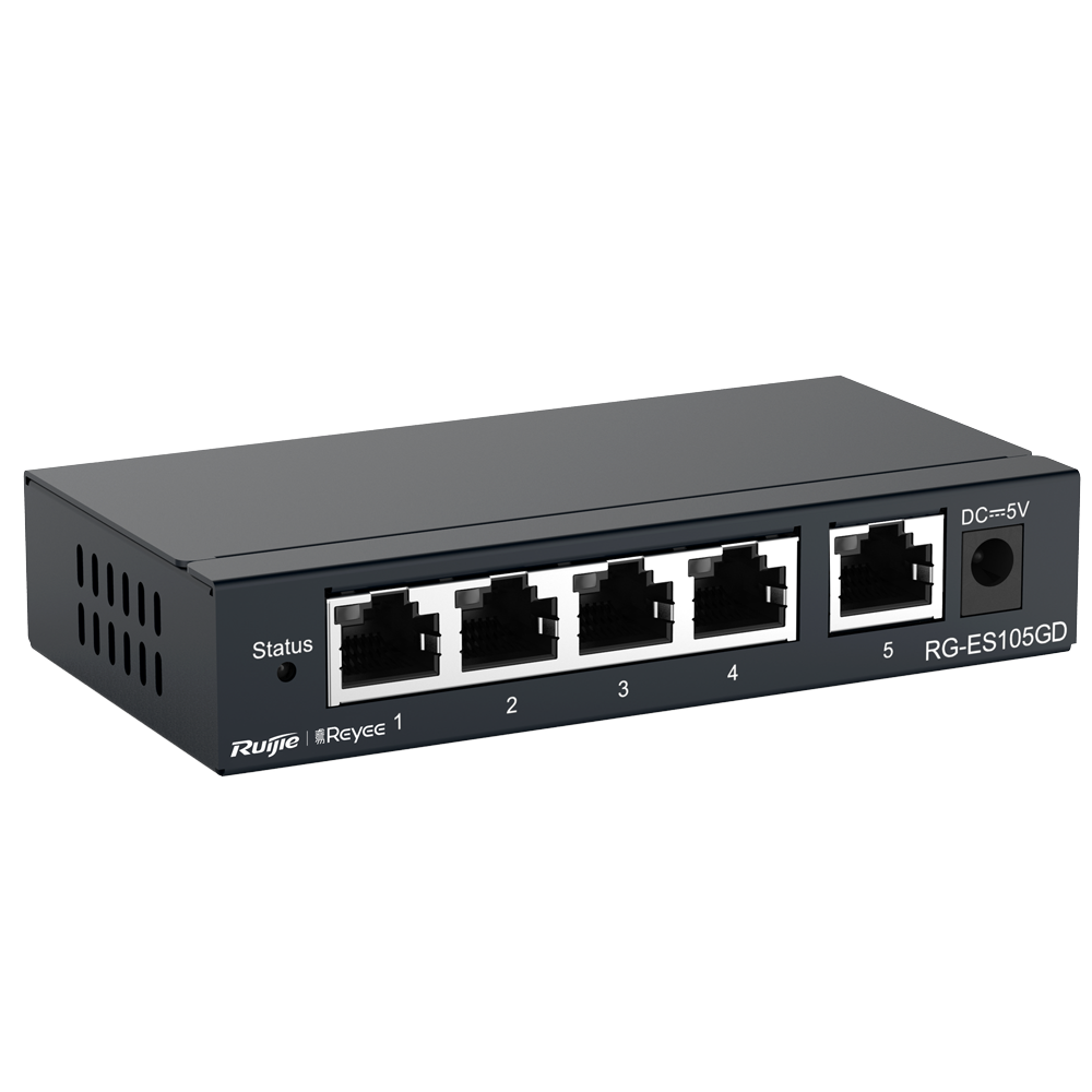 Switch de Sobremesa 5 Puertos RJ45 10/100/1000 Mbps Carcasa Metal - Reyee