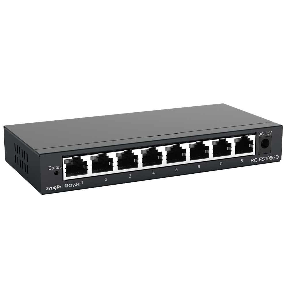 Desktop Switch 8 Ports RJ45 10/100/1000 Mbps Metal Case - Reyee