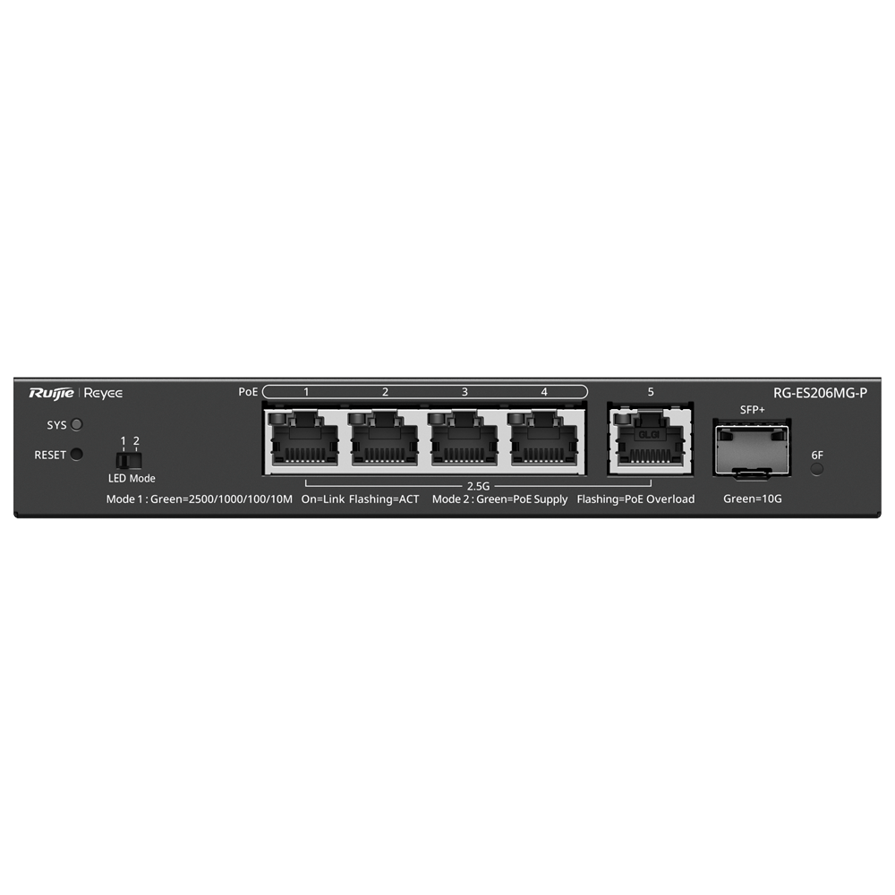 Керований PoE-комутатор, 5 портів PoE Multigigabit і 10G SFP — Reyee